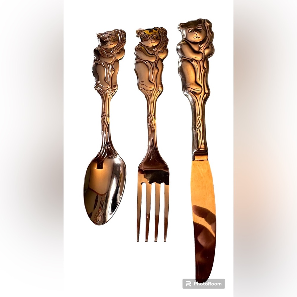 Cubby Bear Youth Spoon, Fork, & Knife Set - Oneida Community Stainless